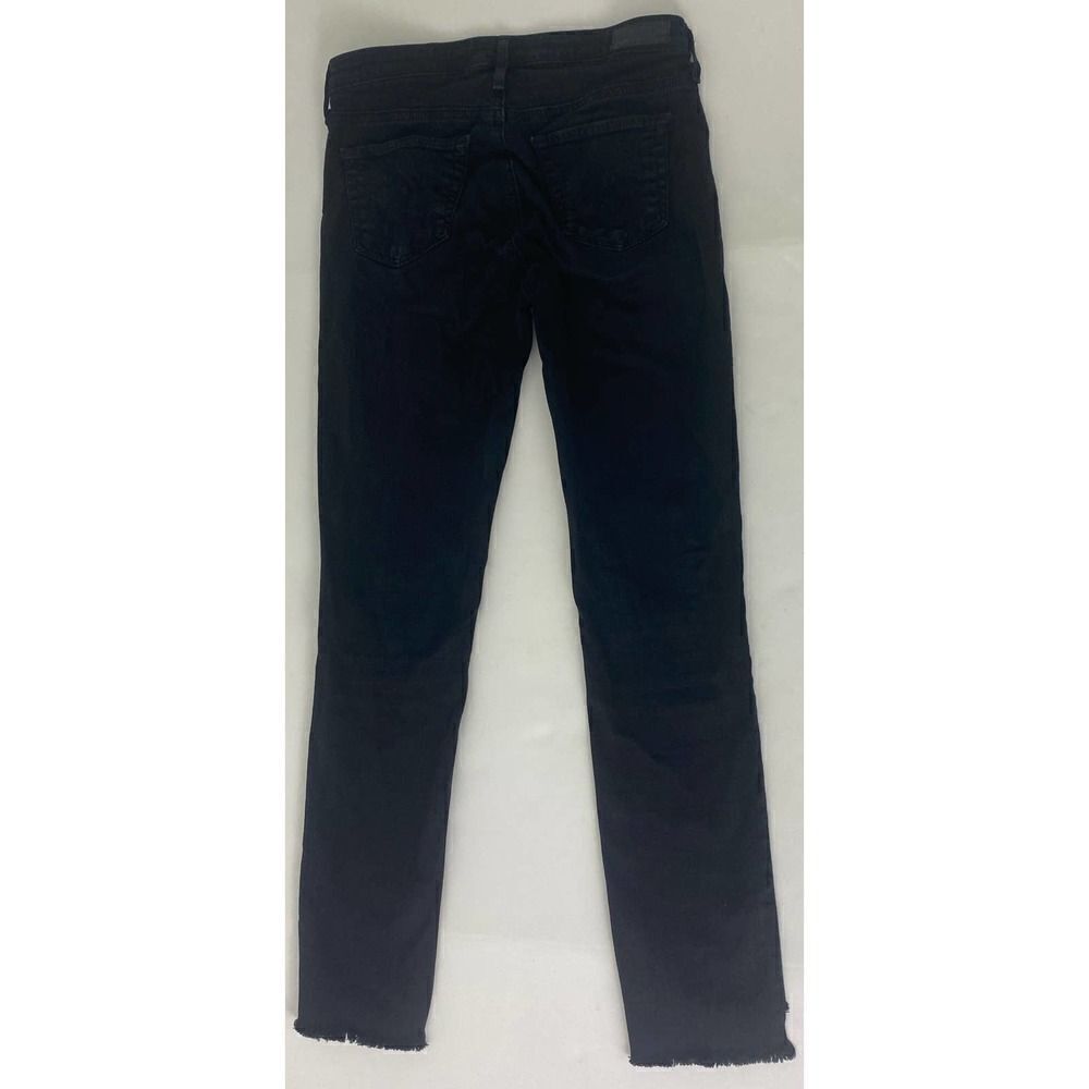 AG Adriano Goldschmied Stevie Ankle Slim Straight Raw Hem Jeans Black - Size 25